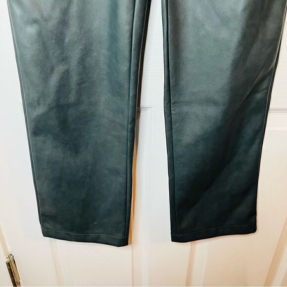 7 for All Mankind Faux Leather Skinny Pants High Waist Dark Gray Small - Picture 6 of 10